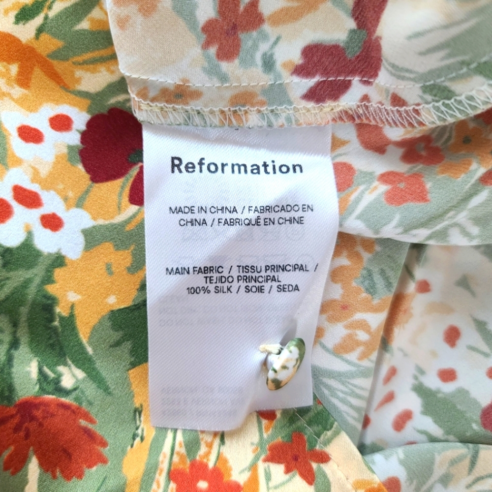 NWT Reformation Poppies Sojourn Silk Dress - Picture 8 of 10